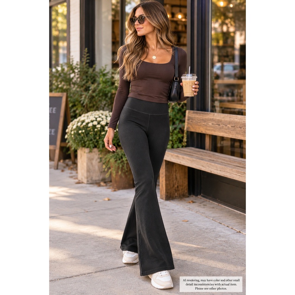 Offline by Aerie XS Flare Leggings Black Crossover High Rise Athleisure Y2K
